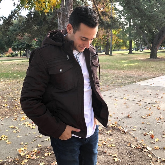 MENS BROWN BOMBER puffer jacket NWT - Picture 7 of 8